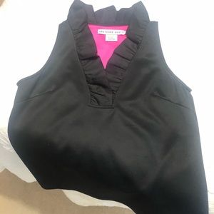 Black Gretchen Scott silk ruffle collar blouse